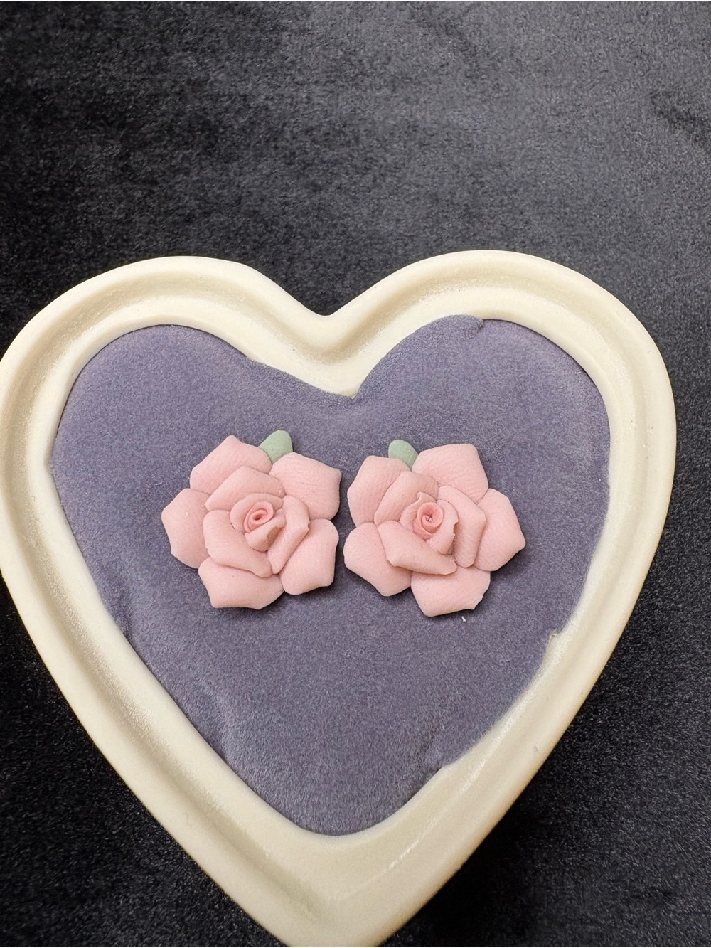 Vintage Style Pink Porcelain Rose Earings